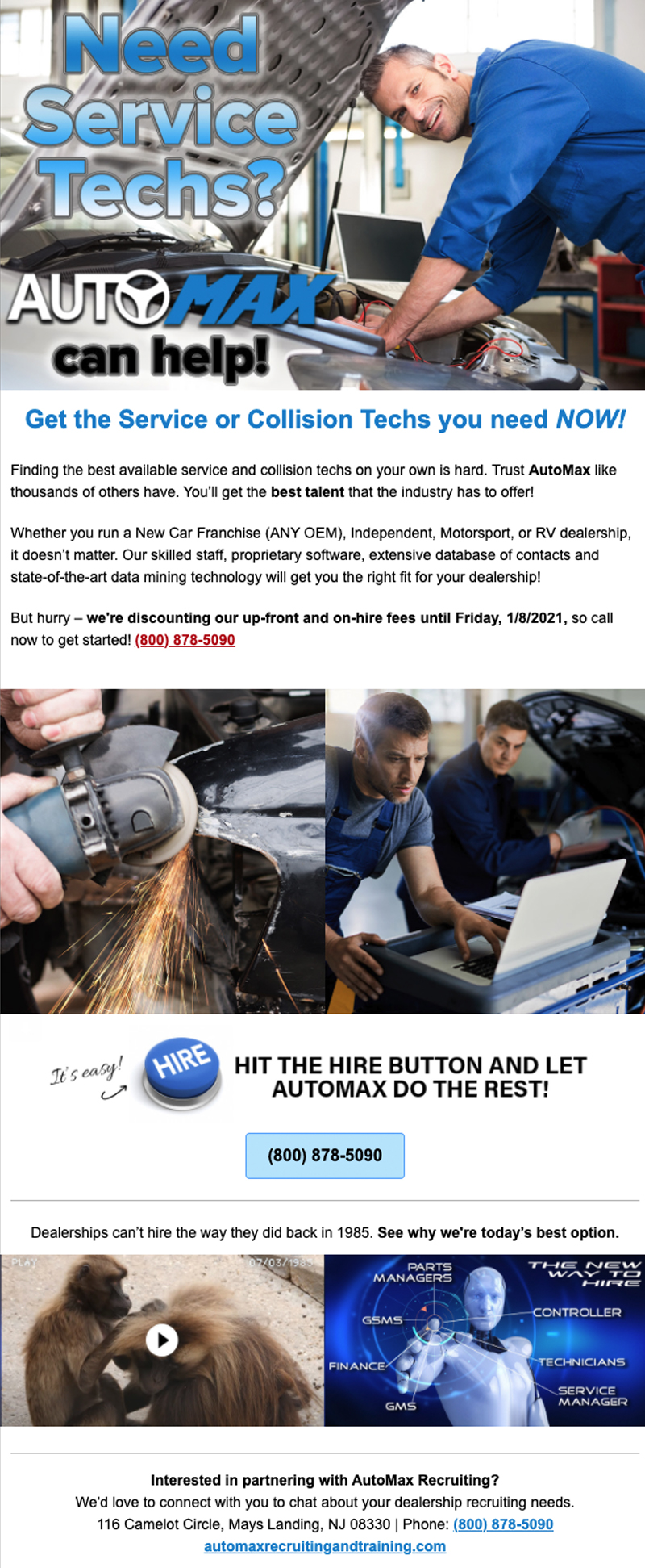 AutoMax Service Techs Email Start