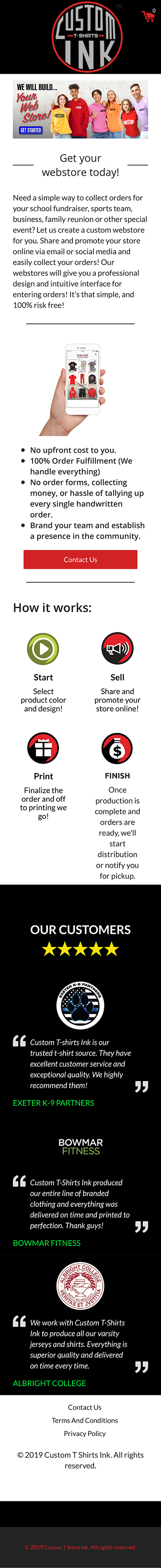 Custom T-Shirts Ink Mobile Webstore Page