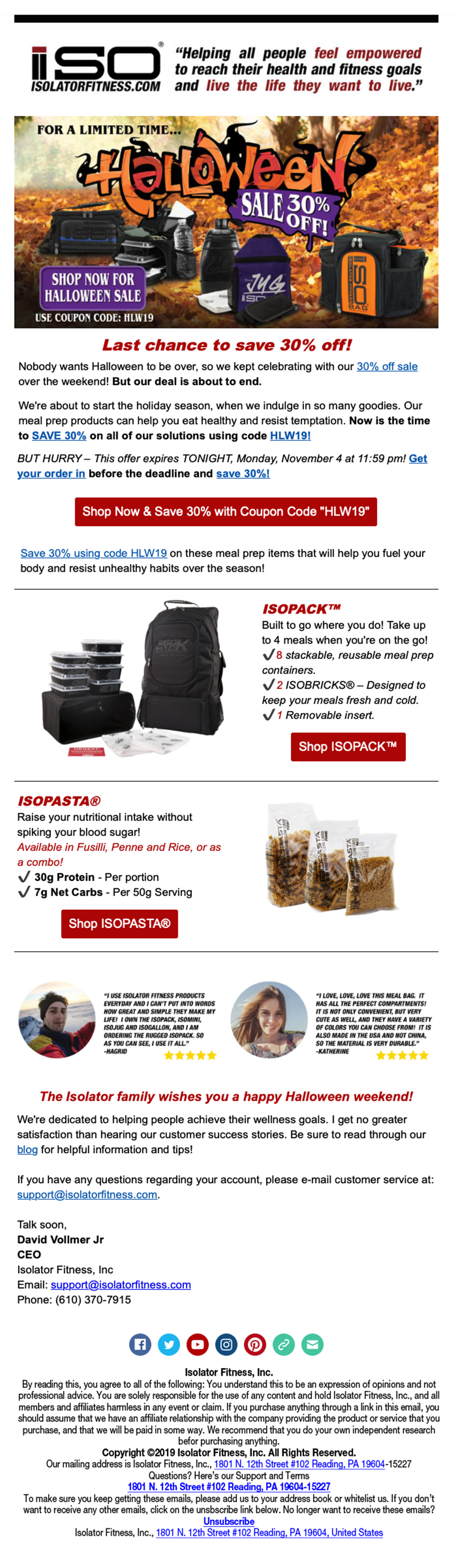 Isolator Halloween Email End