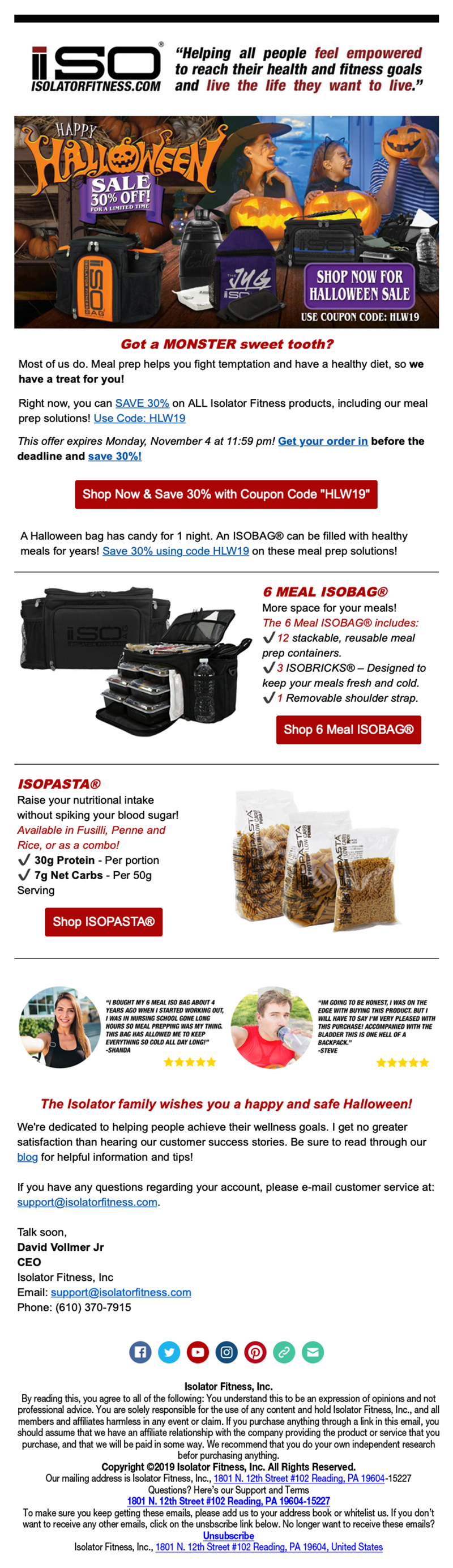 Isolator Halloween Email Start