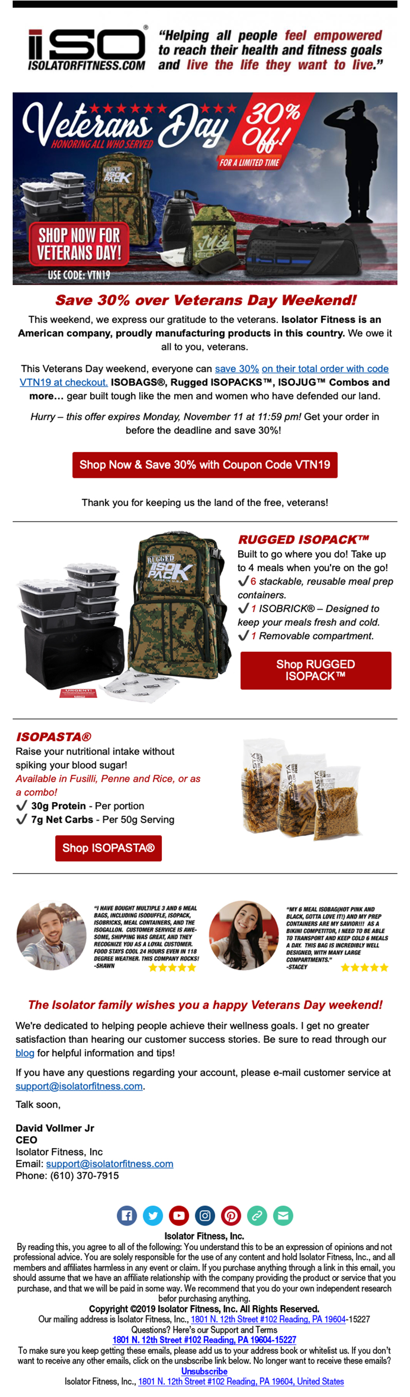 Isolator Veterans Email End