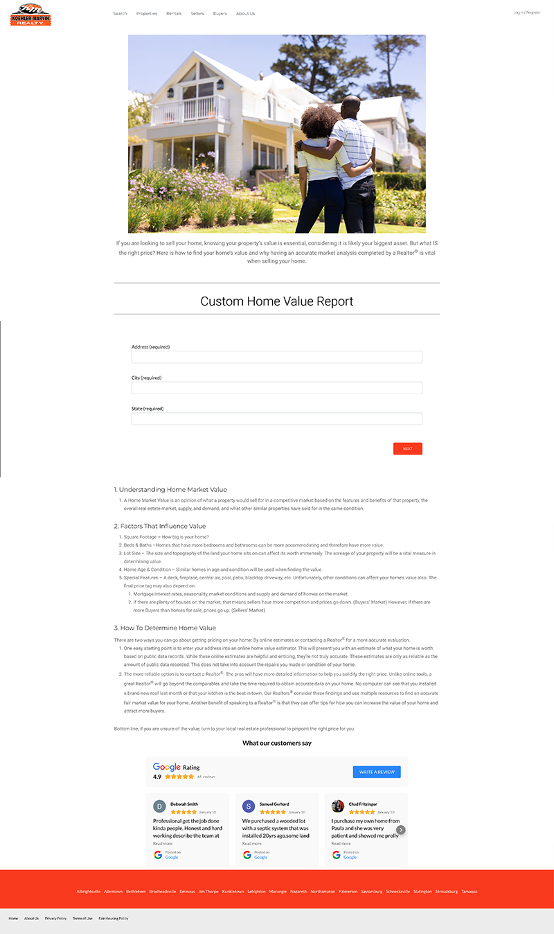 Koehler Marvin Home Worth Page