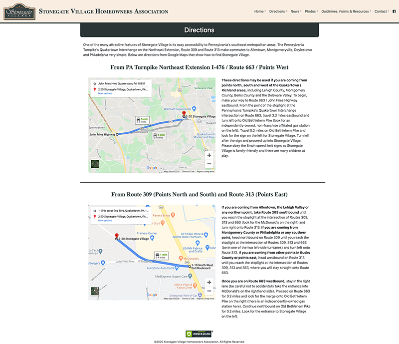 Stonegate Directions Layout