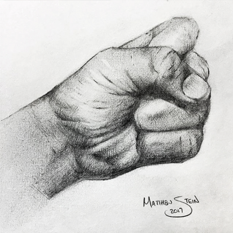 Graphite pencil sketch of a fist