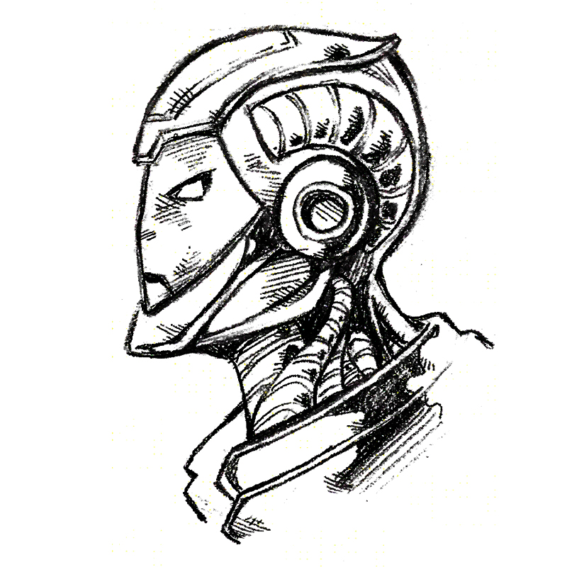 Iron Man pencil profile head sketch