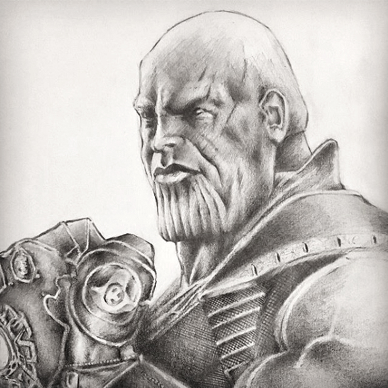 Thanos graphite pencil drawing