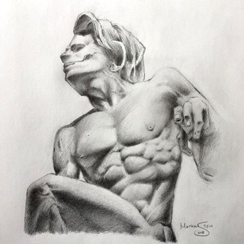 Statue of Defiance as a graphite pencil drawing